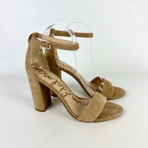 Sam Edelman Womens Yaro Block Heel Sandals Tan Beige Suede Open Toe size 9